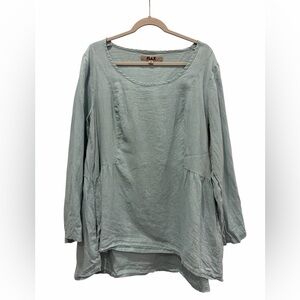 Flax 100% Linen Pastel Blue Boxy Tunic Top Size Medium Coastal Lagenlook